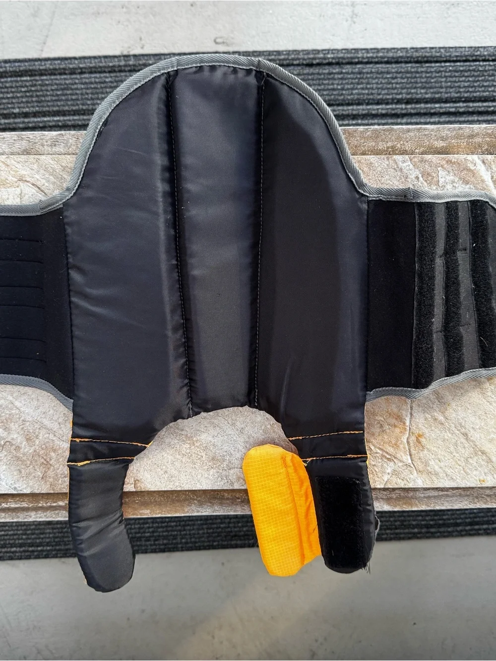 Durable Yellow and Gray Dog Life Jacket with Secure Straps size Small